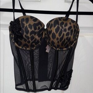 Victoria's Secret Leopard and Black Mesh Bustier